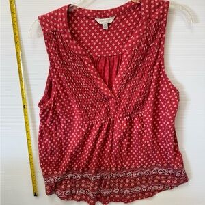 Lucky Brand Red Patterned Sleeveless Blouse